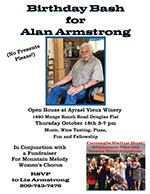 Alan Armstrong Birthday Bash, Fundraiser for Mountain Melody