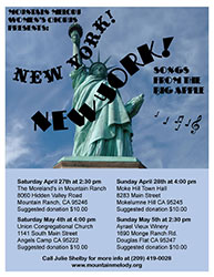Mountain Melody's Spring Concert Series poster: "New York, New York!!"